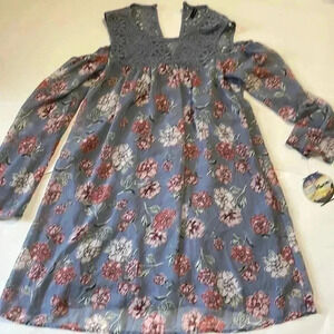 Bebop floral print open shoulder dress size small NWT